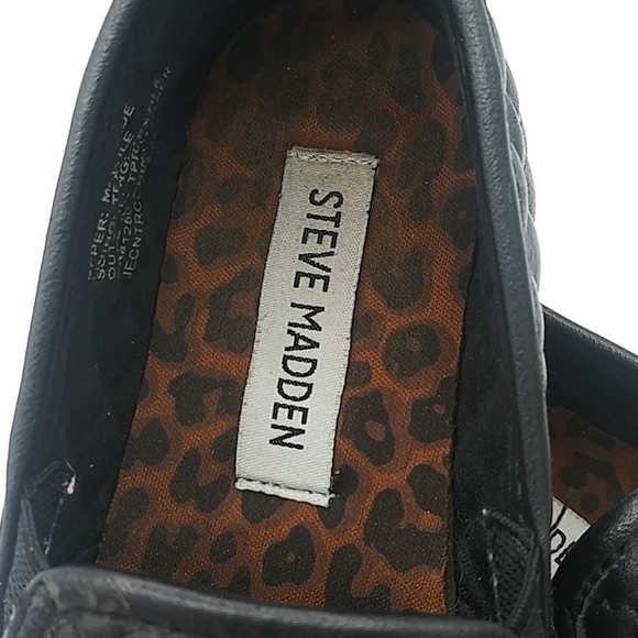 Steve Madden Black Quilted Upper Round Toe Platform Heel Slip On Loafer Sneaker - Picture 8 of 15